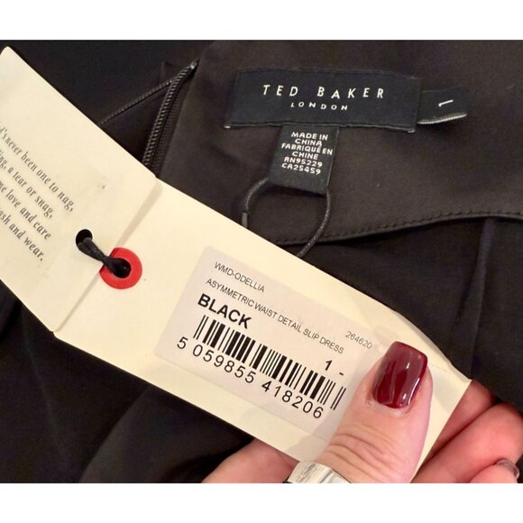 Ted Baker Odellia Asymmetric Waist Slip Dress NWT - Size 1 (2) - Picture 3 of 7